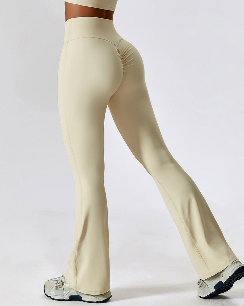 Nahtlose Po-Lifting Yogahose mit Hoher Taille und Ausgestelltem Bein