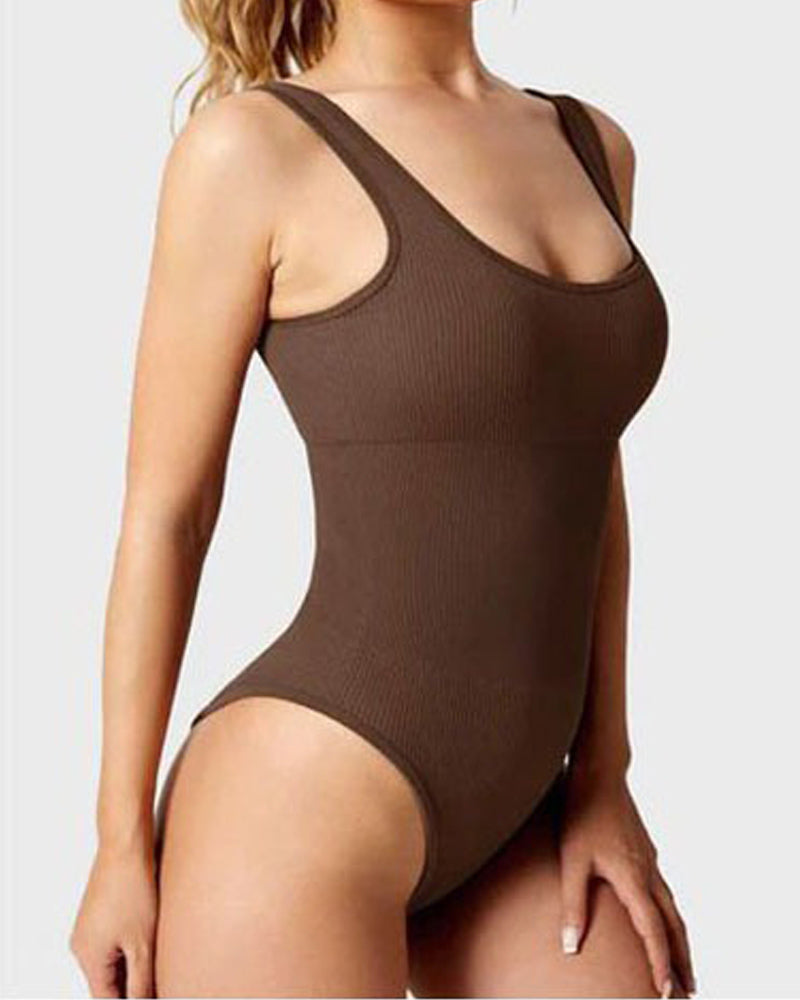 Damen Shapewear Bodys Sexy gerippte ärmellose Tanktops mit quadratischem Ausschnitt