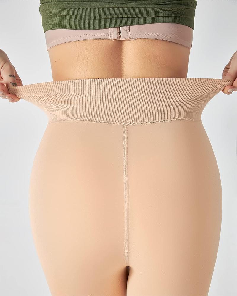 Thermounterwäsche Mit Fleece gefütterte dehnbare Leggings zur Bauchkontrolle Thermounterwäsche damen