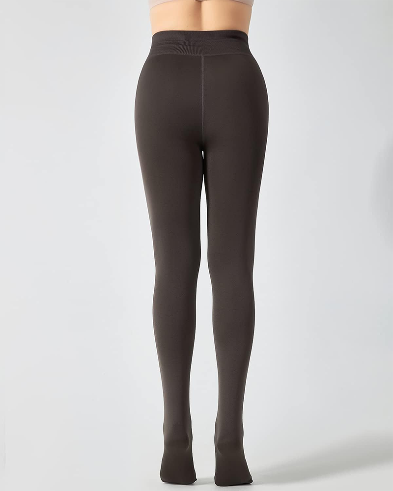 Thermounterwäsche Mit Fleece gefütterte dehnbare Leggings zur Bauchkontrolle Thermounterwäsche damen