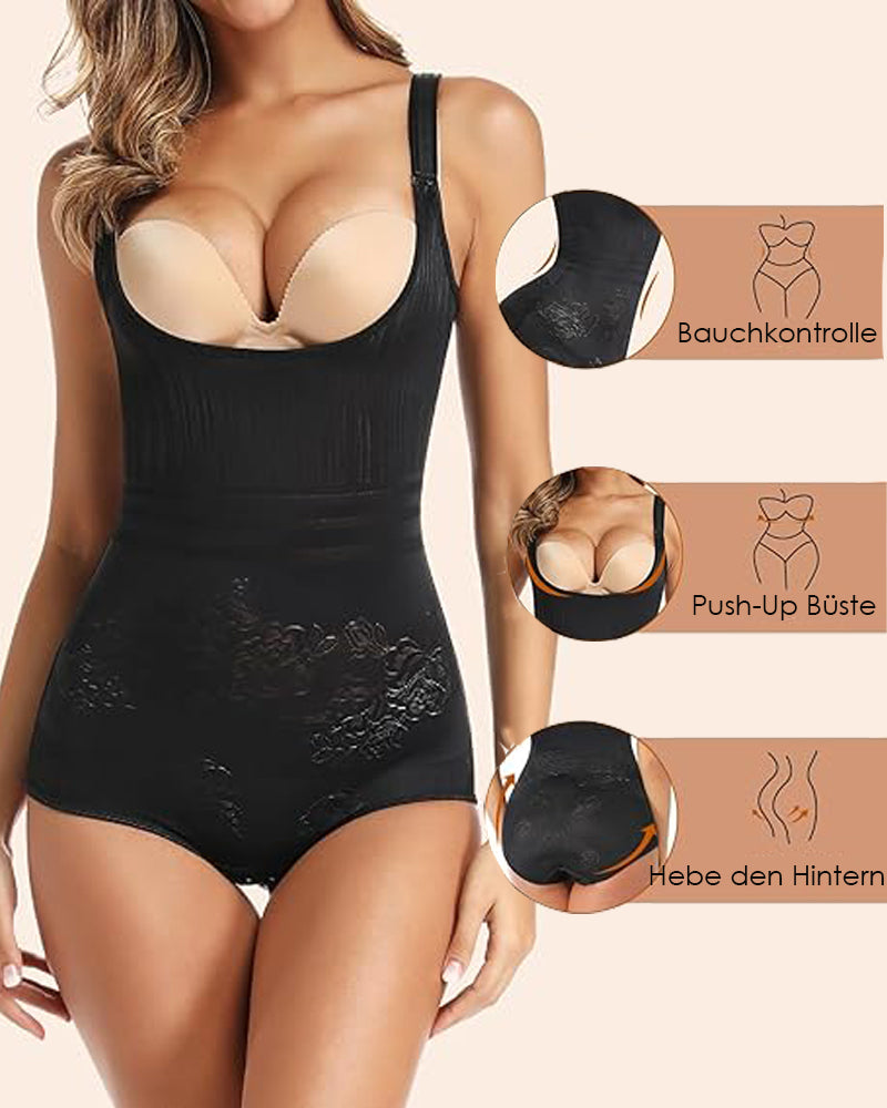 Offenes Büste Mesh Blumen bodysuit Nahtloser Slip Bauchweg Shapewear