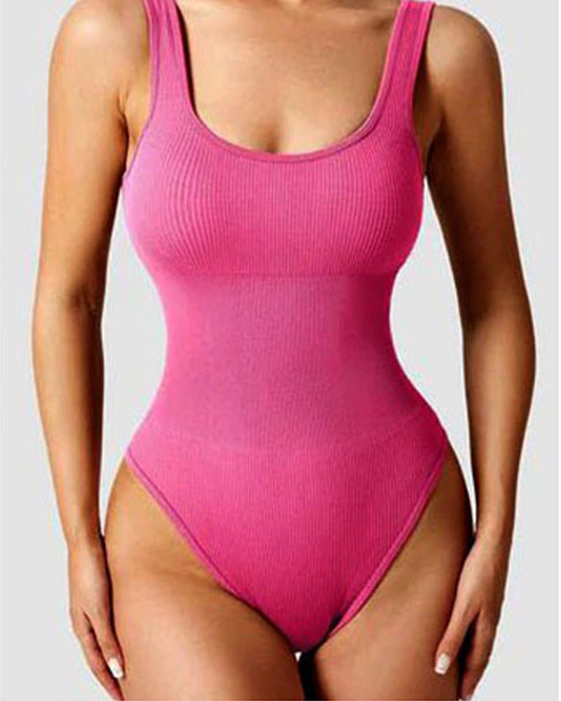 Damen Shapewear Bodys Sexy gerippte ärmellose Tanktops mit quadratischem Ausschnitt