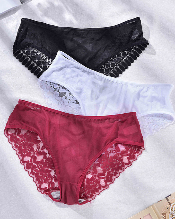 Damen Mittelhoher Sexy Spitzenboden Kreuzträgern Hohlraum Unterwäsche in Übergröße