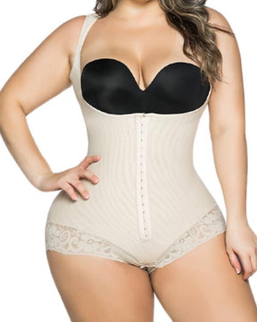 Damen-Bodysuit mit offener Brust und Bauchkontrolle Spitze Shapewear