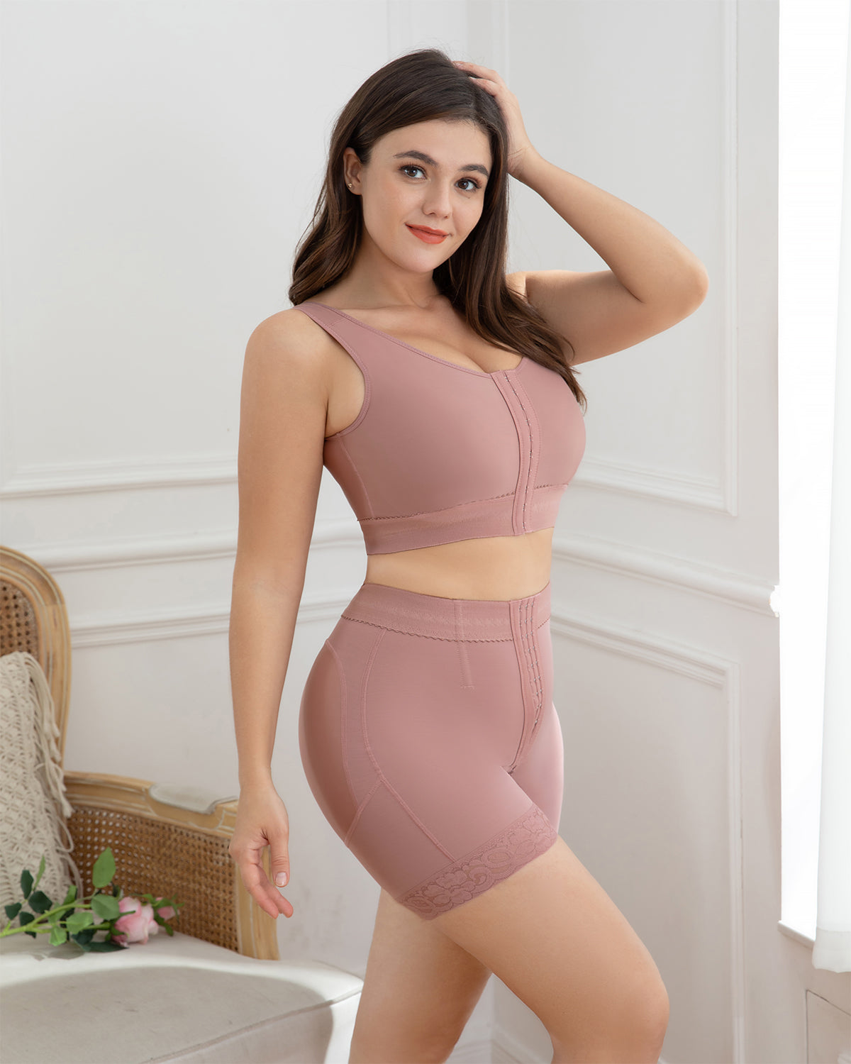 Damen Rosy Brown Tummy Control Body Shaper Butt Lifter Schlankheitshöschen