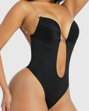 Shapewear für Damen Übergröße rückenfrei integrierter BH Körperformer nahtlos offener Schritt