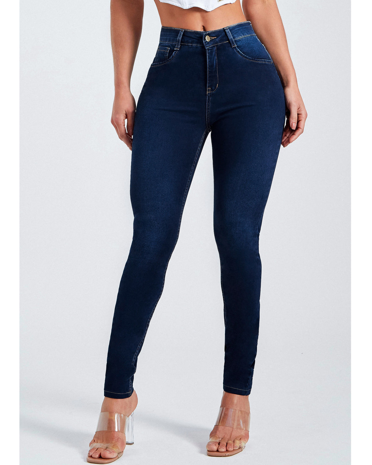 Slim Fit Stretch Bleistiftjeans mit hoher Taille