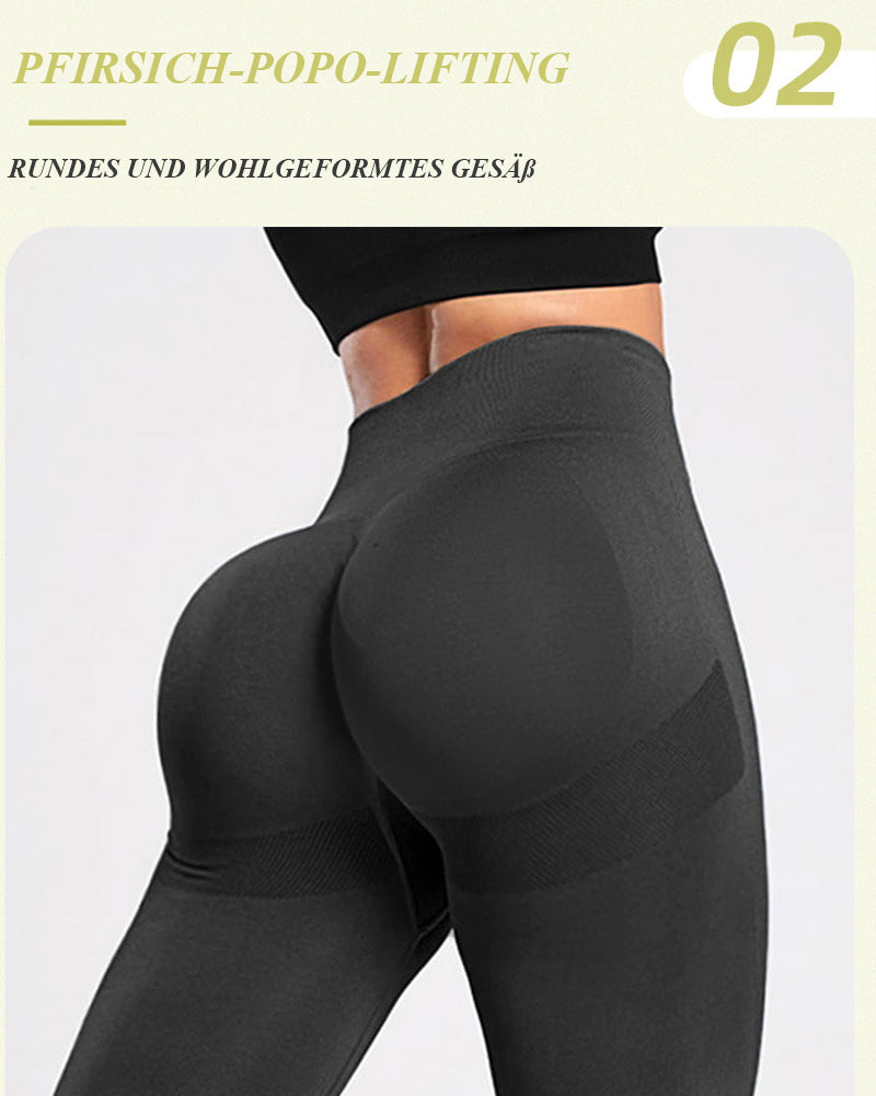 Nahtlose Gestreifte Hoher Taille Po-Lifting Leggings Sport Scrunch Elastische Yoga Hose